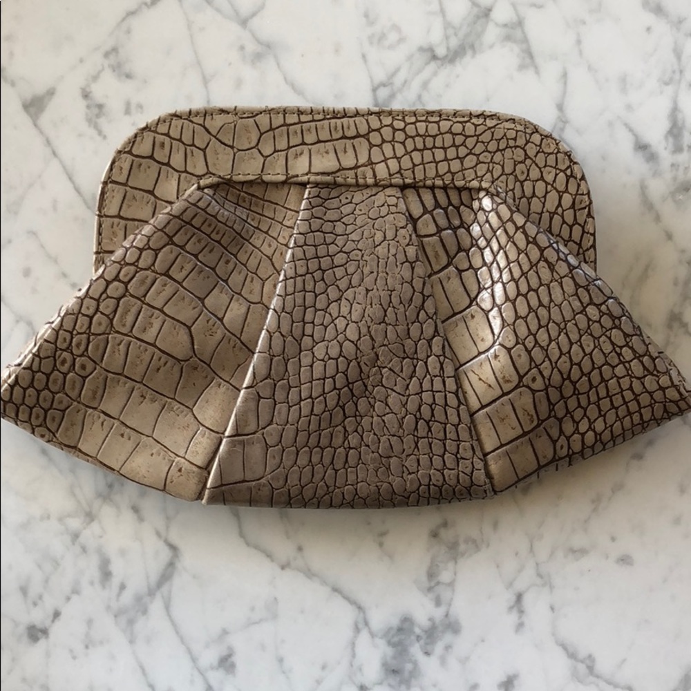 Python Embossed Lauren Merkin Tan Clutch - image 1